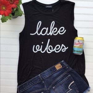 Black lake vibes tank, brand new!